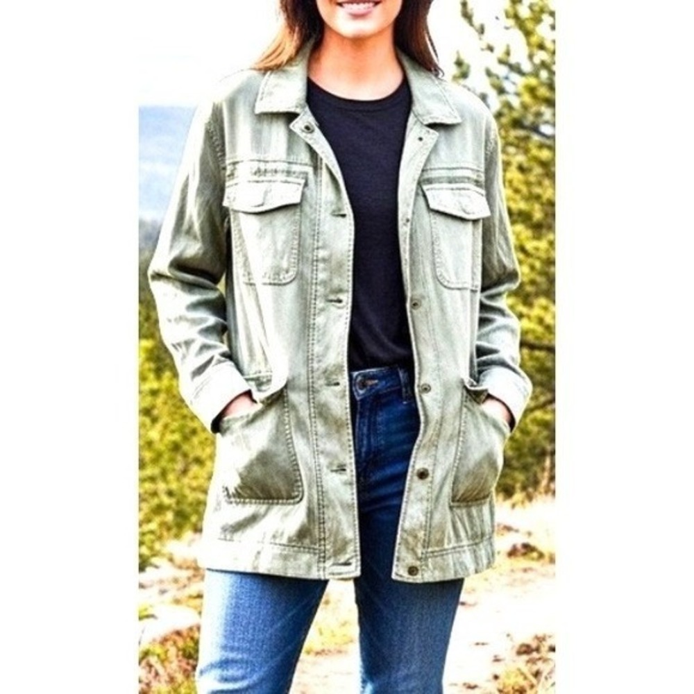 Chico's Sage Green Utility Jacket Women's Excellent Condition
